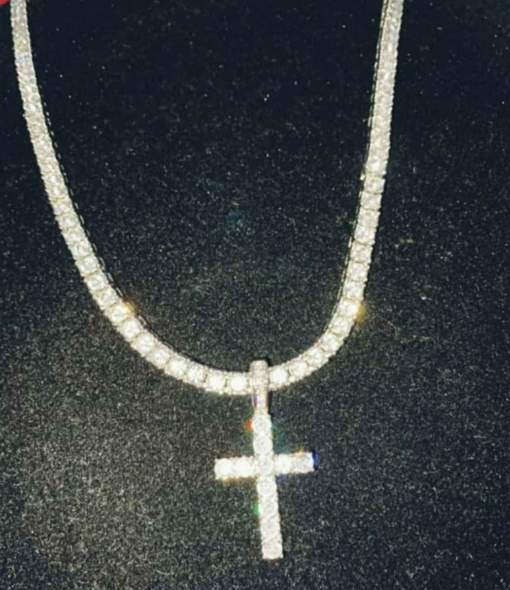 COLGANTE CRUZ HIP HOP CON CADENA TENNIS CHAIN