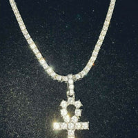 COLGANTE CRUZ DIAMANTES Y CADENA TENNIS CHAIN