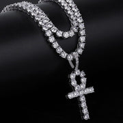 COLGANTE CRUZ DIAMANTES Y CADENA TENNIS CHAIN