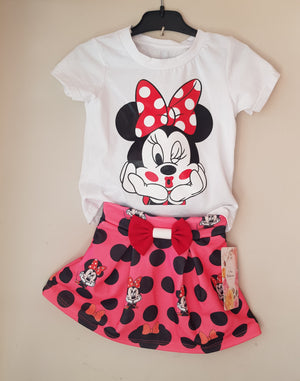 CONJUNTO MINNIE LAZO (BLUSA+FALDA)