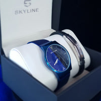 CONJUNTO SKYLINE AZUL HOMBRE RELOJ + BRAZALETE