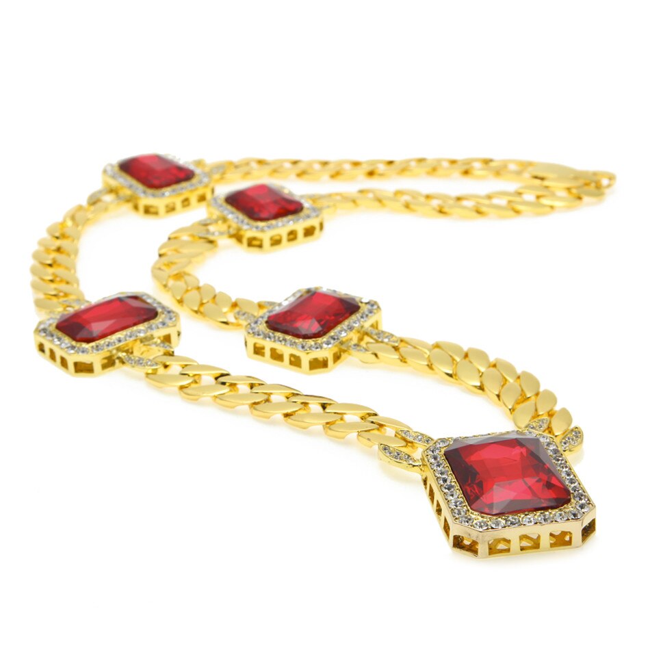 CADENA HIP HOP PIEDRA ROJA