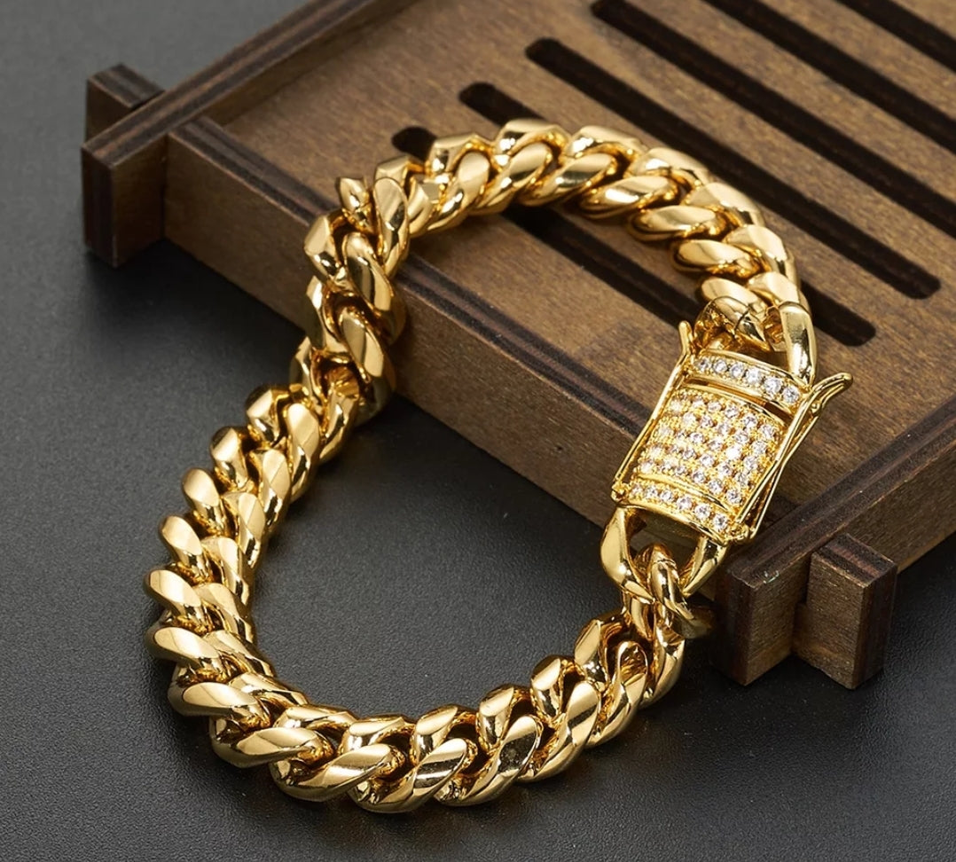 PULSERA ENLACE CUBANO CON CIERRE DE CAJA