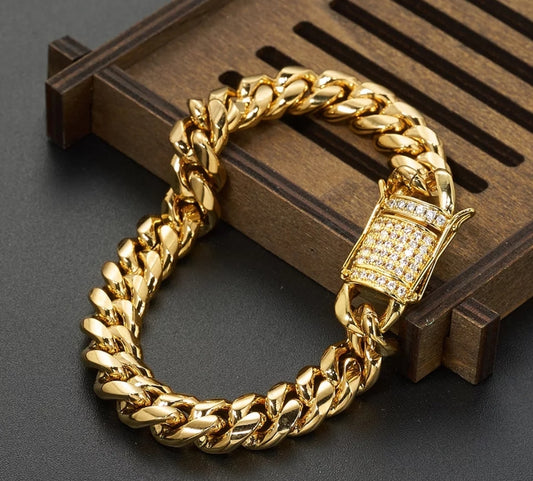 PULSERA ENLACE CUBANO CON CIERRE DE CAJA