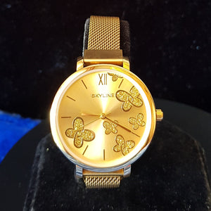 RELOJ SKYLINE MARIPOSA DORADO MUJER AJUSTABLE