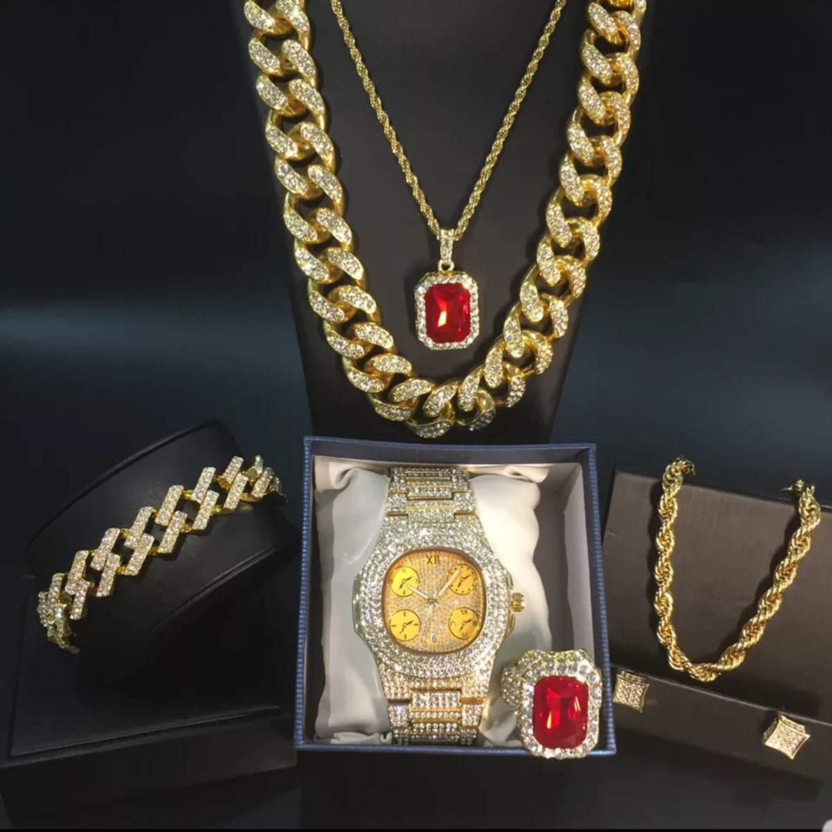 RED STONE FULL CUBAN SET