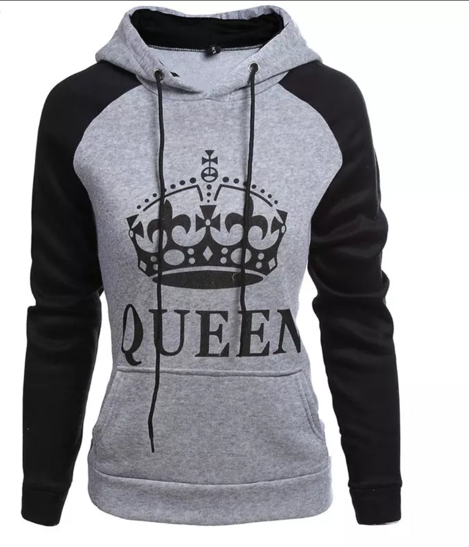 SUDADERA KING QUEEN GRIS/NEGRO